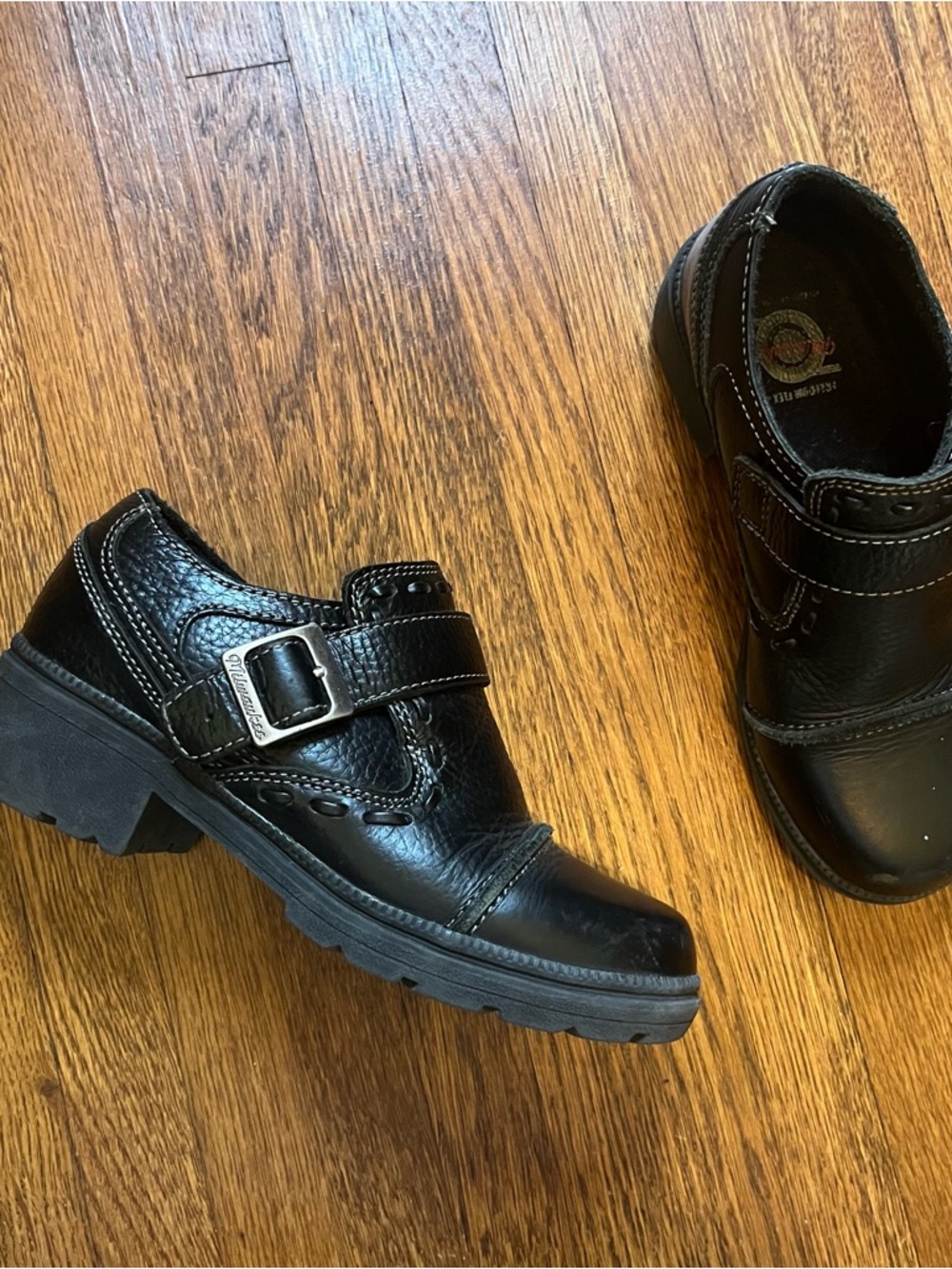 Y2k Milwaukee 6.5 Day Girl monk strap boots leather grunge biker moto chunky